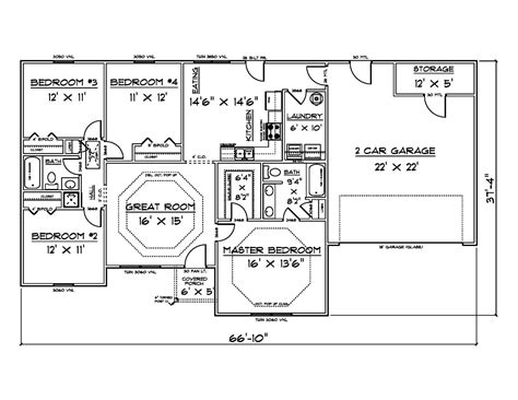 House Plans PDFs for 1500 Sq. Ft. 4 Bedroom House | eBay