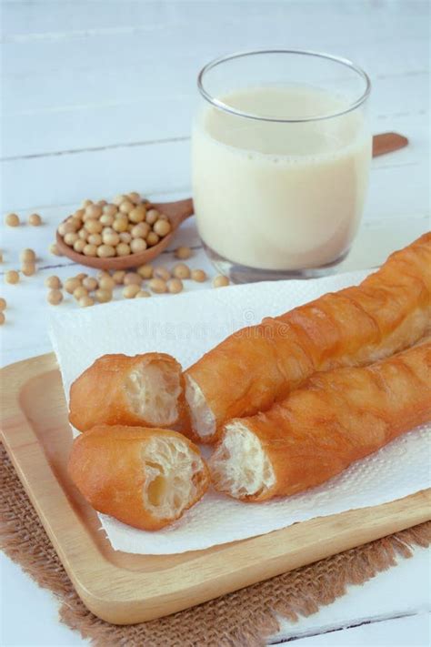 Deep Fried Dough Sticks with a Glass of Hot Soy Bean Milk Stock Photo ...