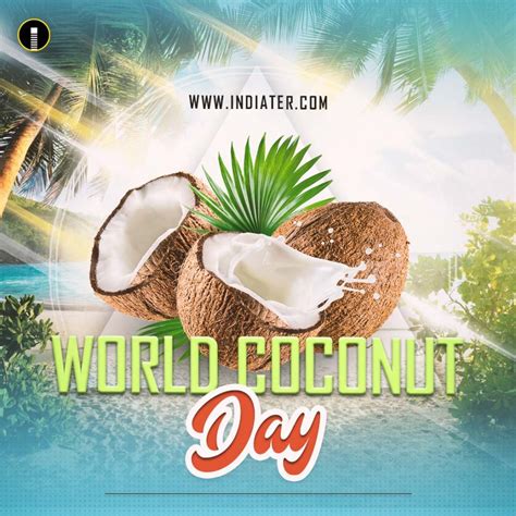 Free September 2 World Coconut Day Wishes Banner PSD Template - Indiater