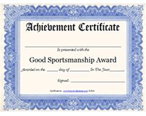 Printable Good Sportsmanship Award Certificate