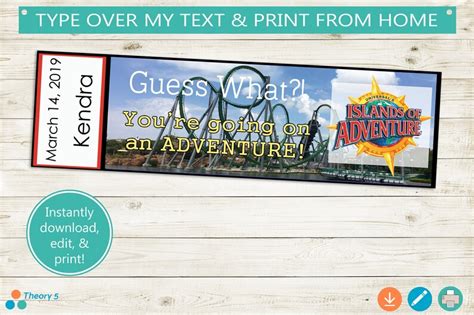 Islands of Adventure Surprise Trip Reveal Tickets // Adobe - Etsy