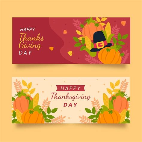 Free Vector | Flat design thanksgiving banners template