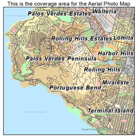 Aerial Photography Map of Rancho Palos Verdes, CA California