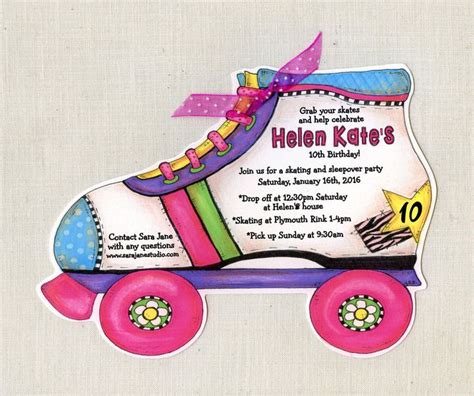 15 Girl Roller Skate - Birthday - Party - Invitations - Personalized - 5x7 Invite - Handmade ...