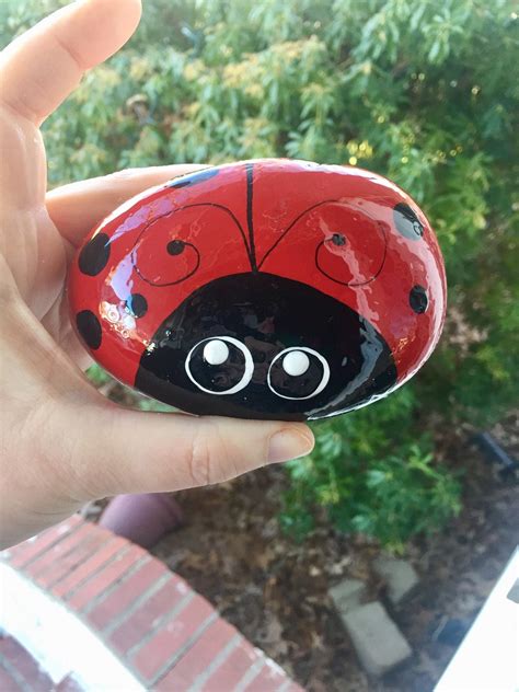 Extra Large Red Ladybug Rock, Garden Decor, Ladybug Rock for Garden, Paperweight, Ladybug Gift ...