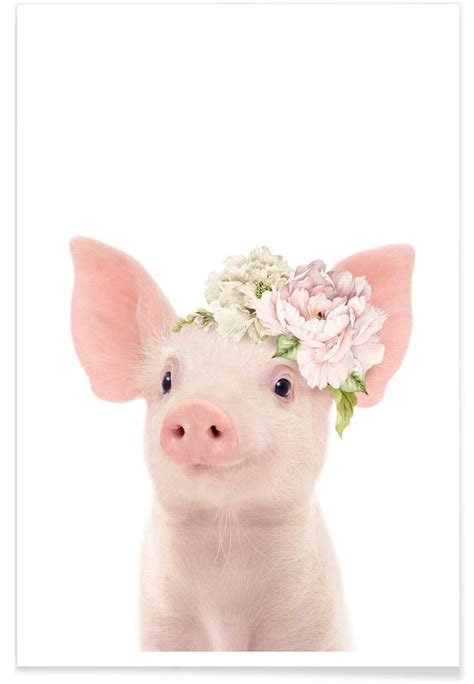 Floral Baby Pig Poster | JUNIQE