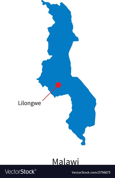 Detailed map of malawi and capital city lilongwe Vector Image