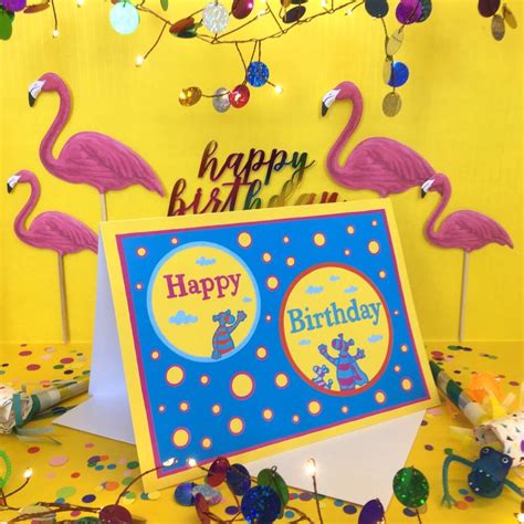 Happy Birthday Aliens Greetings Card By The Nifty Illustrator