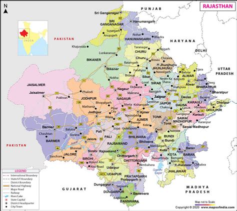 Rajasthan Map | Map of Rajasthan - State, Districts Information and Facts