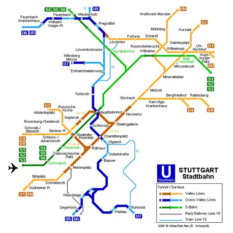 Stuttgart U-Bahnkarte | Detaillierte Karte der Untergrundbahn von ...