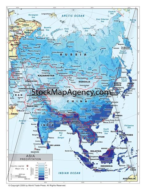 Precipitation map of Asia | Asia map, Water pollution, Map