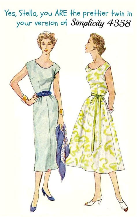 Vintage Dress Sewing Pattern with Neckline Detail