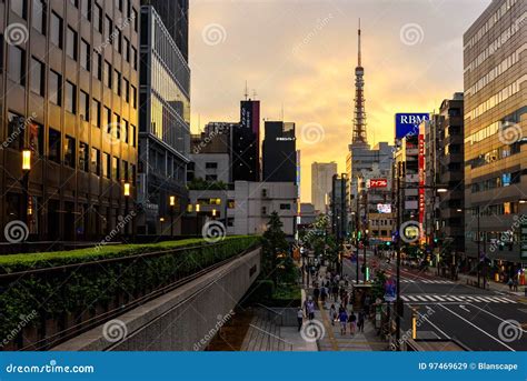 Tokyo tower at sunset editorial stock image. Image of modern - 97469629