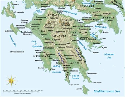 Map of the Peloponnese during the Late Middle Ages | Ancient greek city ...