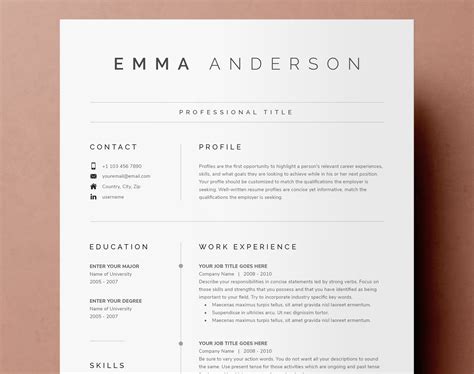 Professional Resume Template Clean Modern Resume Template Page | Sexiz Pix