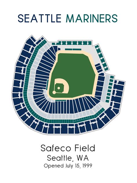 Seattle Mariners Safeco Park, MLB Stadium Map, Ballpark Map, Baseball ...