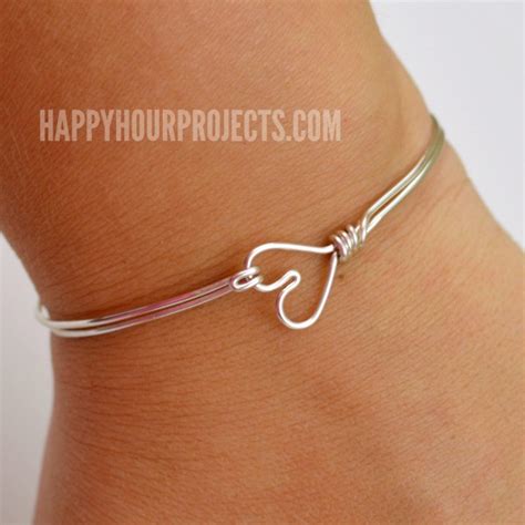 DIY Heart Clasp Wire Wrapped Bangle Bracelet - Happy Hour Projects