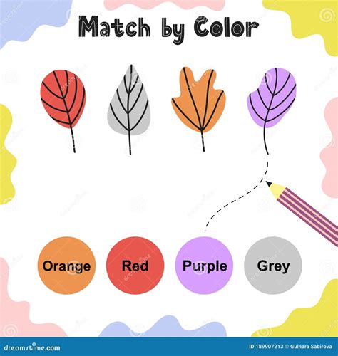 Matching Game for Kids. Choose the Correct Colors for Leaves Stock Vector - Illustration of busy ...