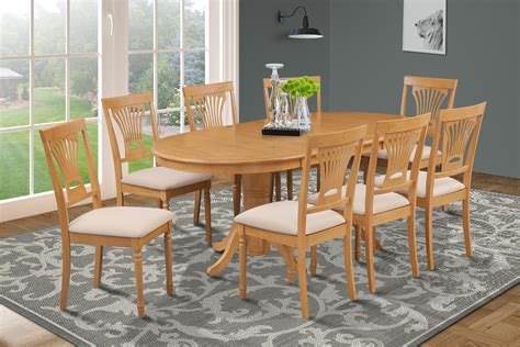 9 Piece Dining Room Set Table With A Butterfly Leaf And 8 Dining Chairs-Finish:Oak,Shape:Oval ...