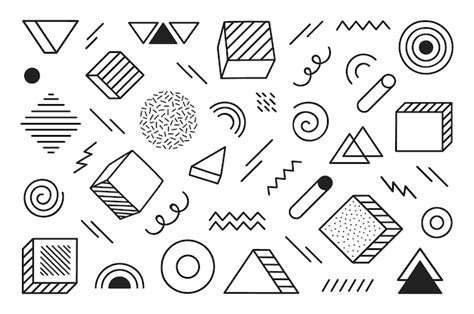 Premium Vector | Geometric background with different hand drawn abstract shape. universal trend ...