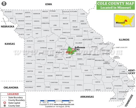 Cole County Map, Missouri