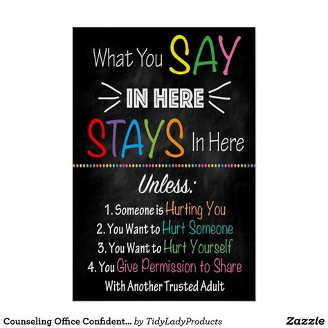 Counseling Office Confidentiality Poster | Zazzle.com | Counseling office, Counselors office ...