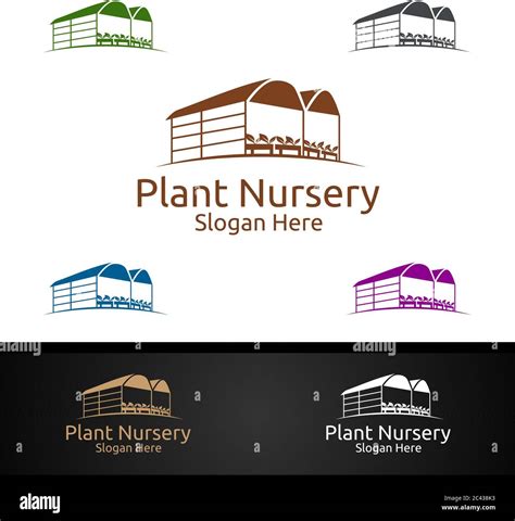 Plant Nursery Gardener Logo with Green Garden Environment or Botanical ...