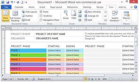 Free Event Schedule Tracker Template For Word 2013