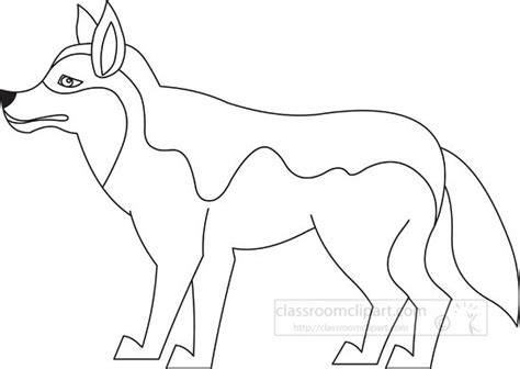 Animal Outline Clipart-gray wolf with pink ears standing black outline ...