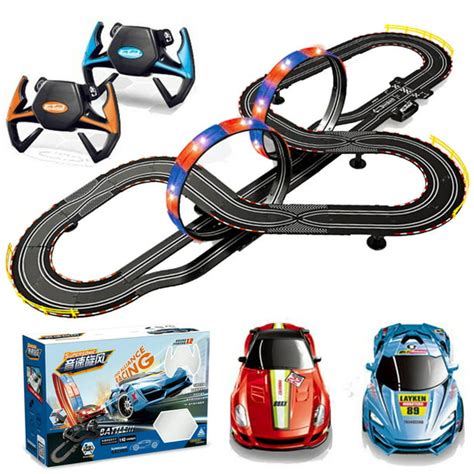 Dual Player 1:43 Scale Slot Racing Car Track Toy Set, Kids Toys High Speed Racing System Loops ...