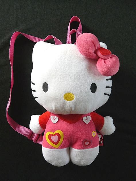 Hello Kitty by Sanrio Plush Backpack Full Body White Pink Hearts 15" #HelloKitty #Backpack ...