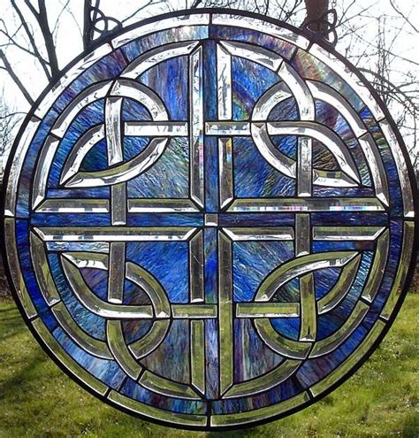 Celtic Round Blu Cathedral Stained Glass Window | Celtic stained glass ...