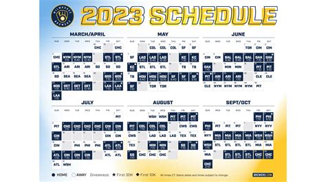 Printable Schedule | Milwaukee Brewers