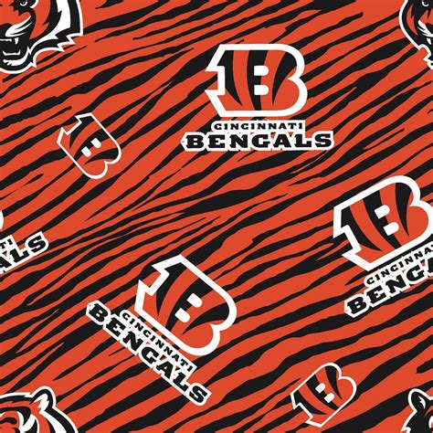 NFL Cincinnati Bengals Stripes and Tigers Football Cotton Fabric Priced by the HALF Yard, From ...