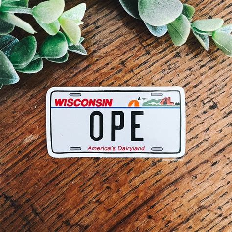 Wisconsin License Plate Sticker OPE Wisconsin Sticker - Etsy