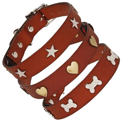 Tan Leather Studded Dog Collars UK