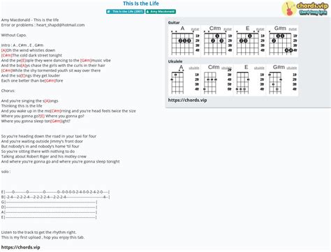 Chord: This Is the Life - tab, song lyric, sheet, guitar, ukulele ...