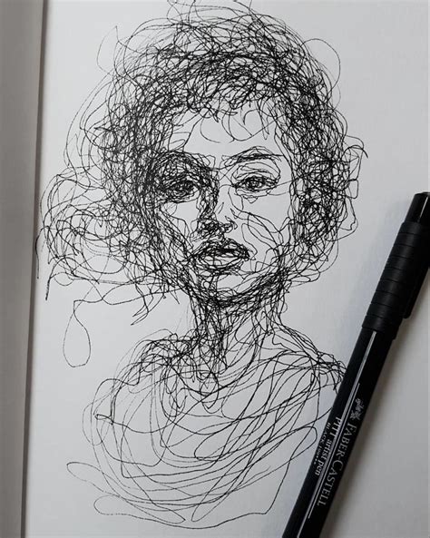 This Self-Taught Artist Draws Female Portraits Entirely By Scribbling ...