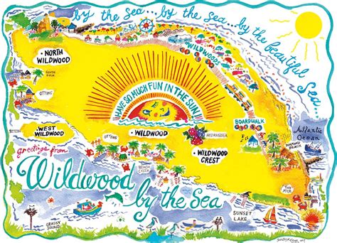 The Sun By The Sea Online Store — Retro Wildwood Map Greeting Card