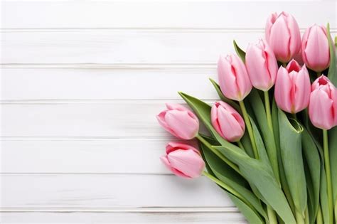 Premium AI Image | pink tulips on a white background.