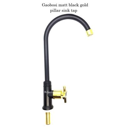 GAOBOSI MATT BLACK GOLD PILLAR SINK TAP | Shopee Malaysia