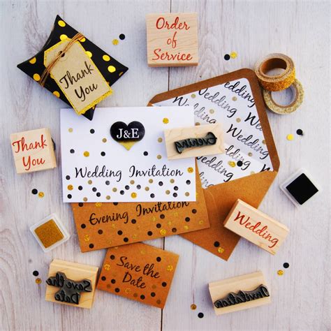 Wedding Invitation Rubber Stamps Various Fonts By Skull and Cross Buns Rubber Stamps