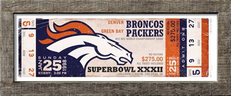 Superbowl 32 Denver Broncos Vintage Ticket Poster - Etsy