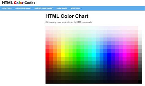 HTML Color Codes Palette