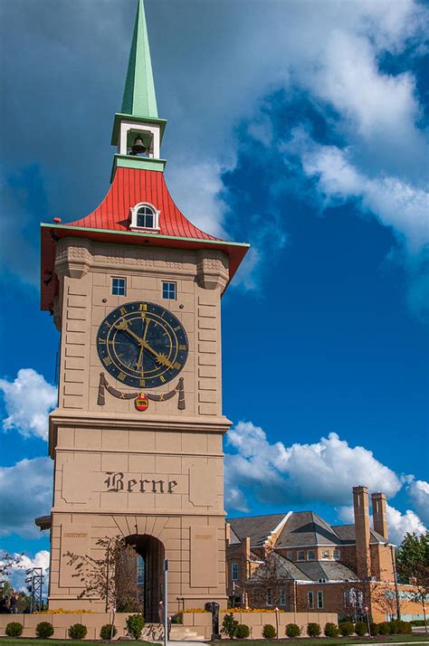 Berne Indiana Clock Tower And Church Photograph by Gene Sherrill