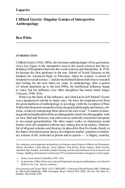 (PDF) Clifford Geertz's Impact on Interpretive Anthropology