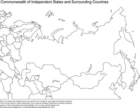 Blank Map Of Russia And The Republics - Cities And Towns Map