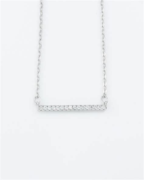 Silver Bar Necklace • CZ Bar Necklace