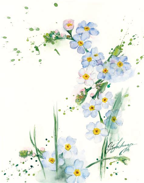 Forget-me-nots Watercolor Print Blue Flowers Painting Flowers - Etsy ...