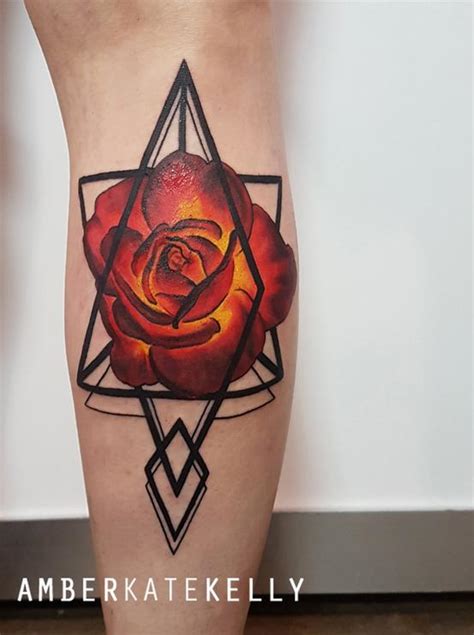 Dark Geometric Glowing Rose Done at the Tattoo Convention ;By Amber ...